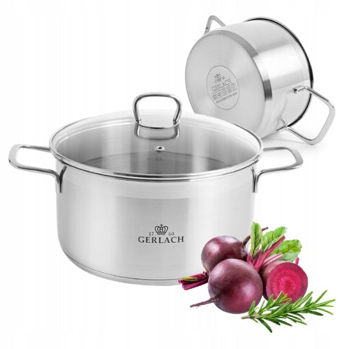 GERLACH BRAVA POT 5 L WITH LID 24 cm STAINLESS STEEL