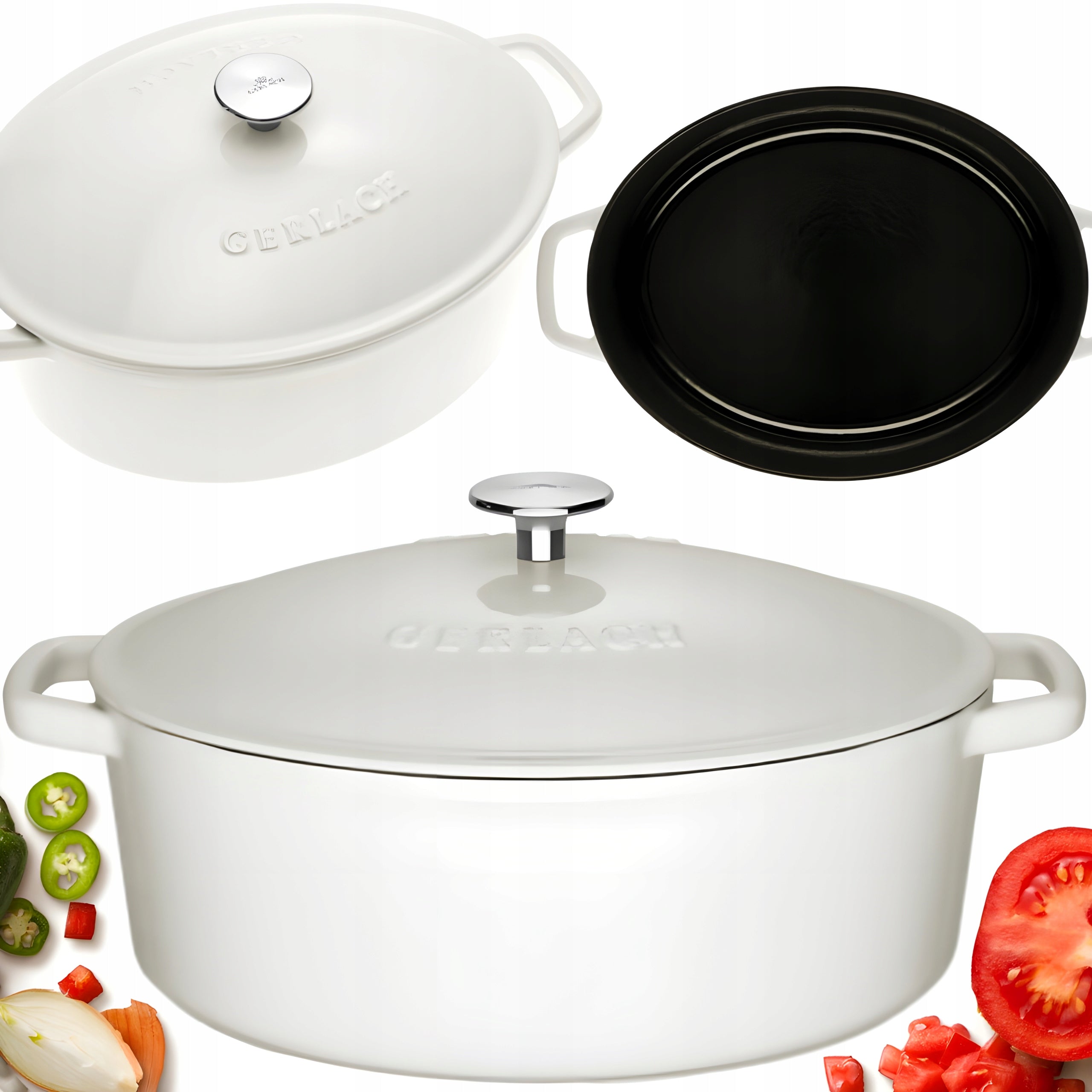 GERLACH CAST IRON PAN WITH LID INDUCTION NATURE IRON 31CM 5,5 L