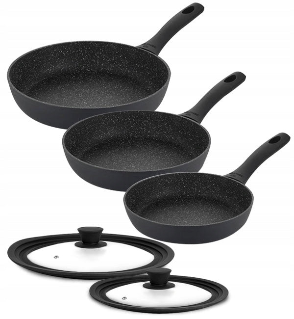 GERLACH GRANITEX SET FRYING PAN 20 24 28CM XERA DUR + SILICONE LIDS