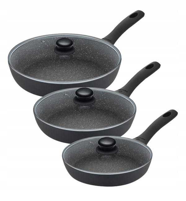 GERLACH GRANITEX SET FRYING PAN 20 24 28CM XERA DUR + UNIVERSAL LIDS