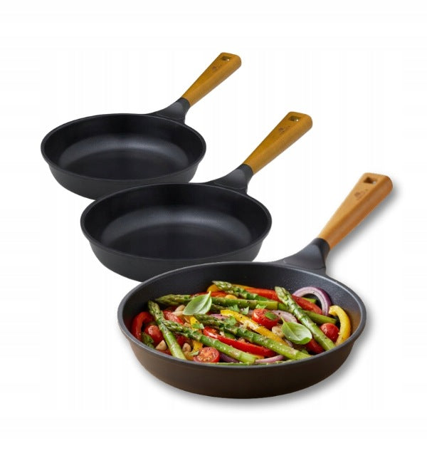 GERLACH NATUR SET FRYING PAN 20 24 28 CM CERAMIC NON STICK INDUCTION