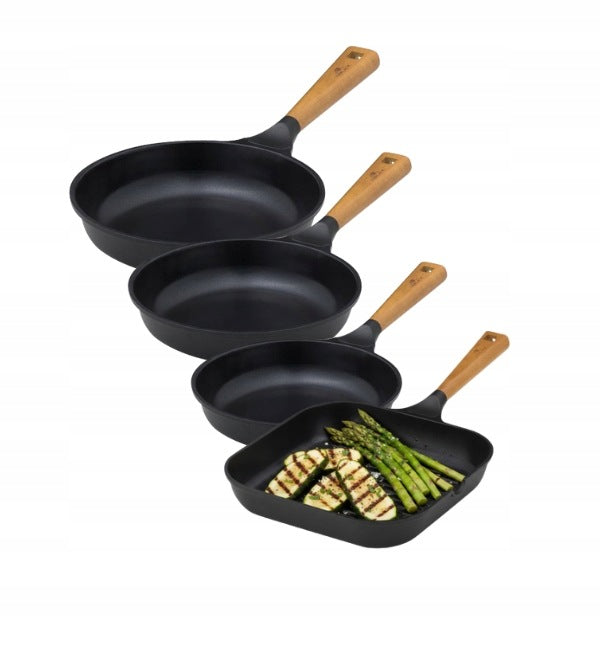 GERLACH NATUR SET FRYING PAN 20 24 28 CM +GRILLOW 24 CERAMIC INDUCTION
