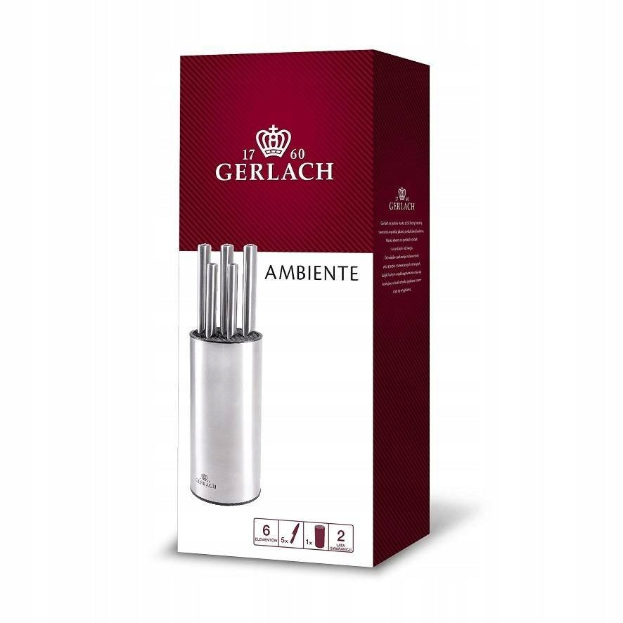 GERLACH SET OF 5x ALL-STEEL KITCHEN KNIVES IN BLOCK SHARP AMBIENTE NK983 Manufacturer code NK983