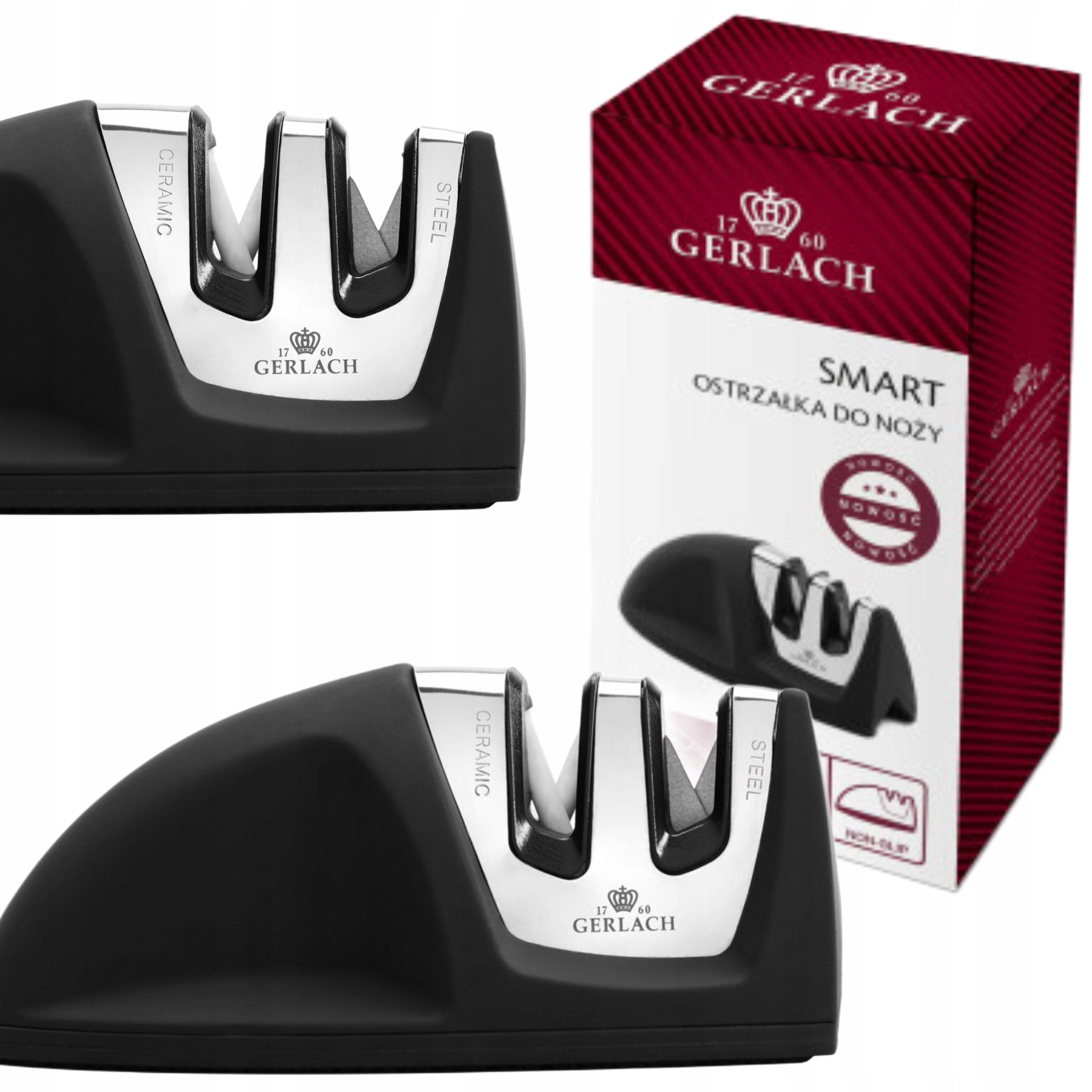 GERLACH SMART TWO-PHASE CERAMIC KNIFE SHARPENER STEEL WHETSTONE