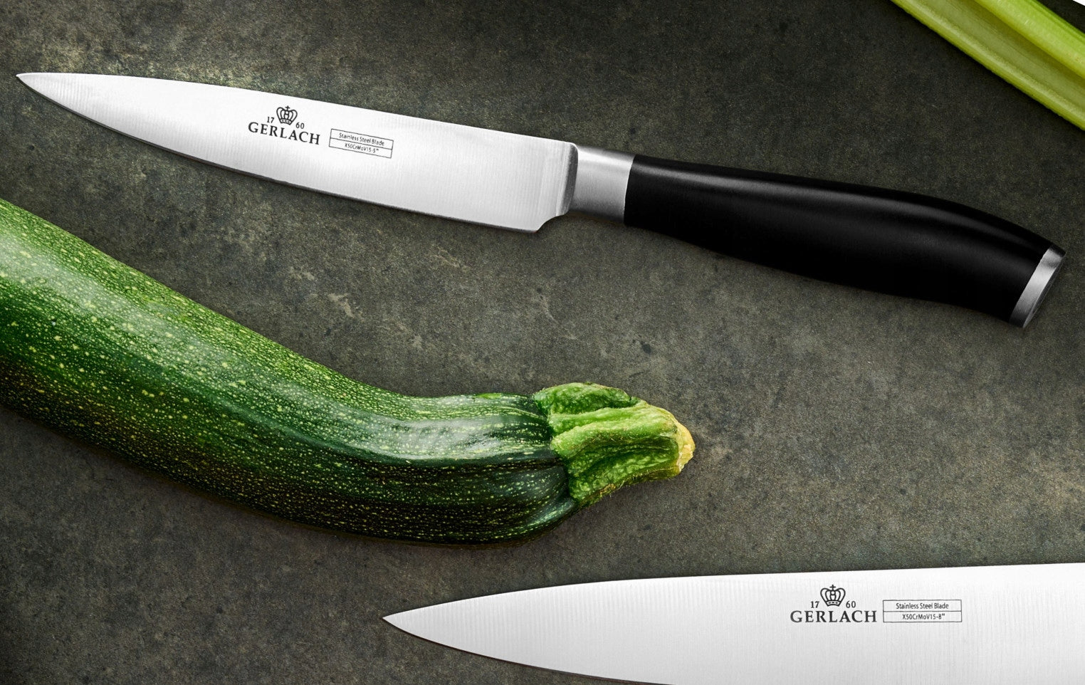 GERLACH UNIVERSAL KITCHEN KNIFE FOR MEAT FRUIT VEGETABLES DECO BLACK 5" 12,5cm Manufacturer code 991A-5