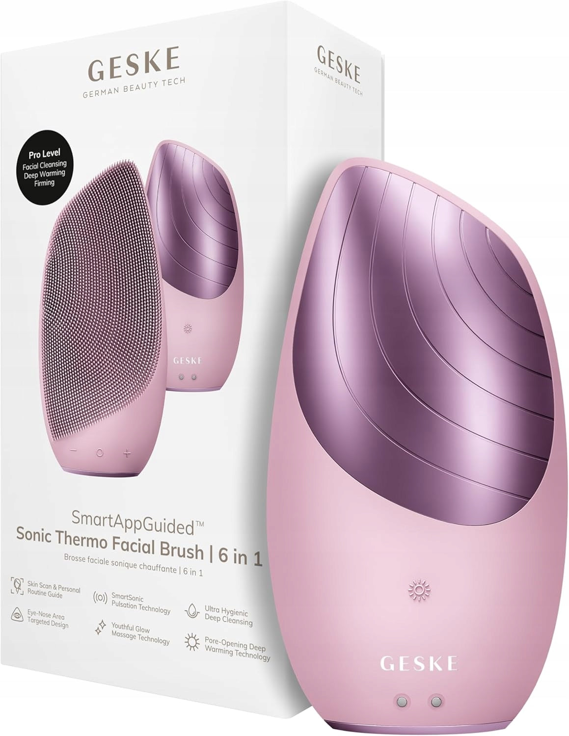 GESKE SmartAppGuided Sonic Thermo Facial Brush 6in1 pink