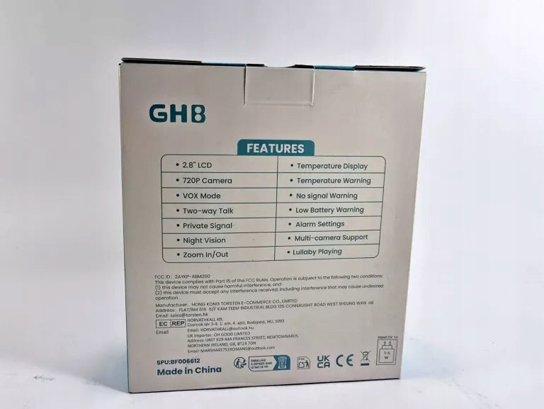 GHB ABM800 DIGITAL BABY MONITOR 2,8" LCD Manufacturer code UU24ZXCX