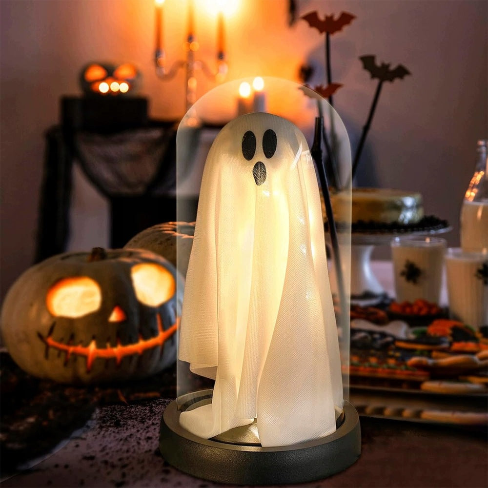 GHOST HALLOWEEN NIGHT LAMP LED DECORATION GLASS BALL WHITE