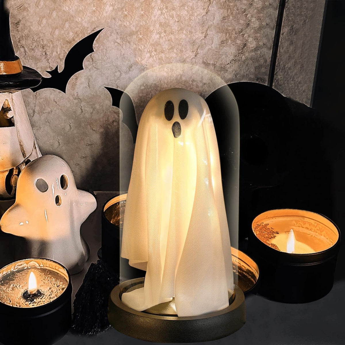 GHOST IN GLASS LED NIGHT LAMP HALLOWEEN DECORATION HANDMADE Brand no brand