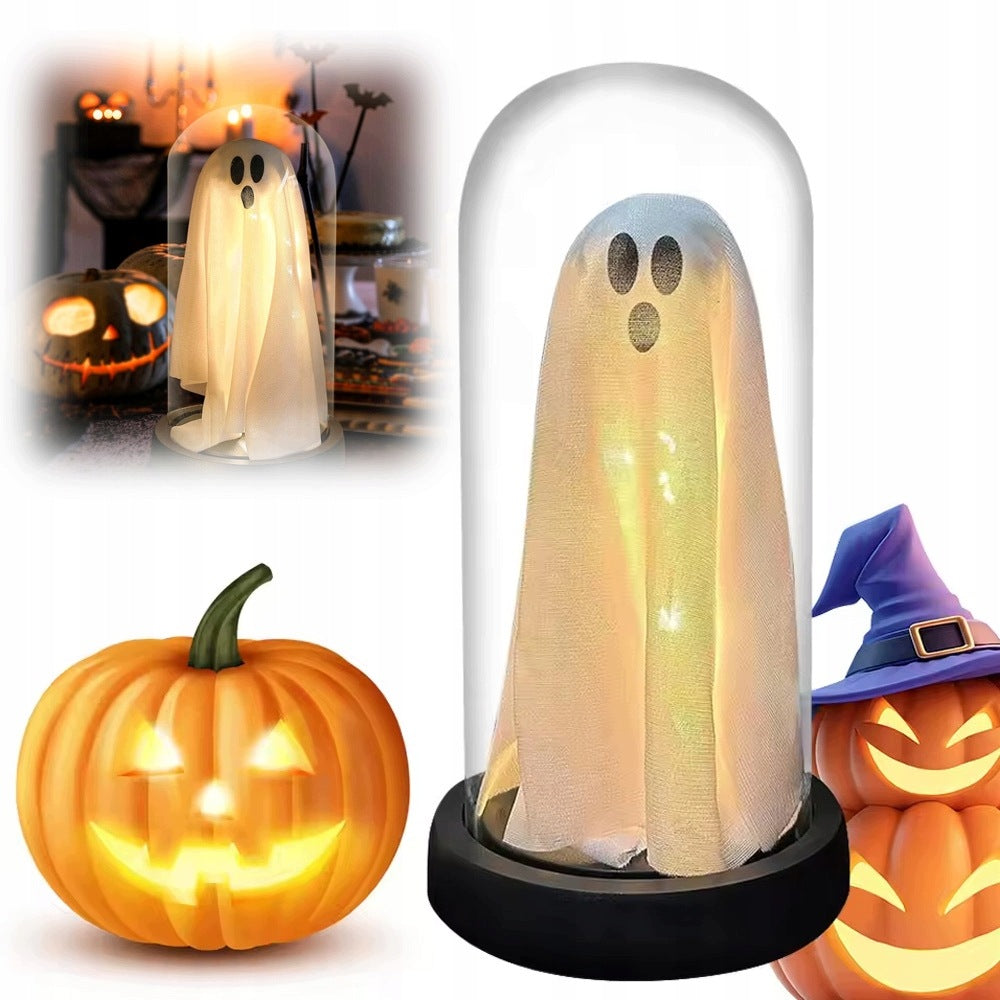 GHOST IN GLASS LED NIGHT LAMP HALLOWEEN DECORATION HANDMADE Packaging status original