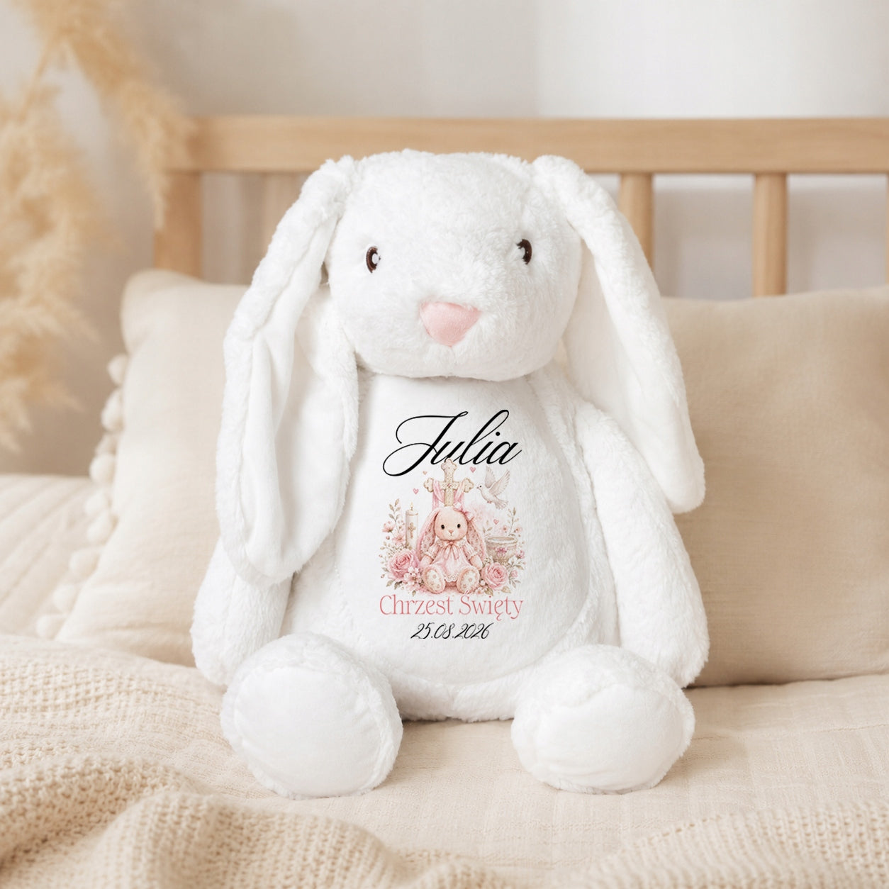 GIFT FOR BOY CHILD'S DAY RABBIT STUFFED ANIMAL BAPTISM CHRISTMAS DATE NAME Brand Funandstyle