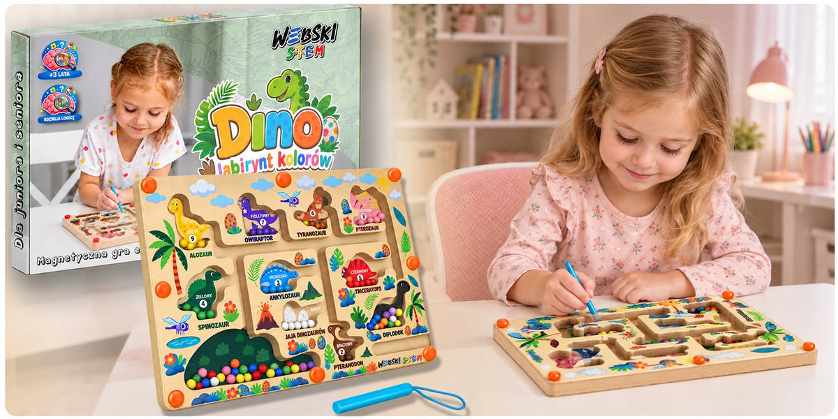 GIFT FOR CHILD LEARNING COLORS WOODEN TOY DINOSAURS LABYRINTH STEM Packaging status original