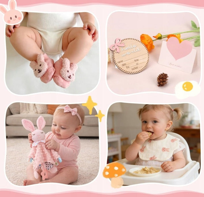 GIFT SET FOR NEWBORN GIRL BABY SHOWER BASKET BLANKET PINK Manufacturer code PREZENT-NOWORODKA-ZESTAW-UPOMINKOWY-DZIE