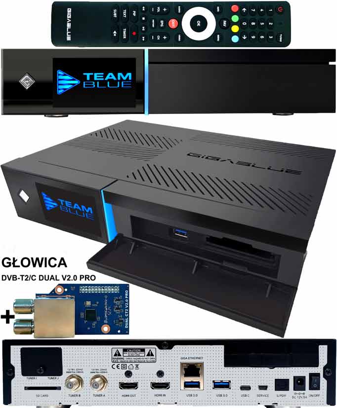 GIGABLUE UHD QUAD 4K PRO 2XDVB-S2 FBC + DVB-T2/C WIFI BLUETOOTH 5.4 OSCAM