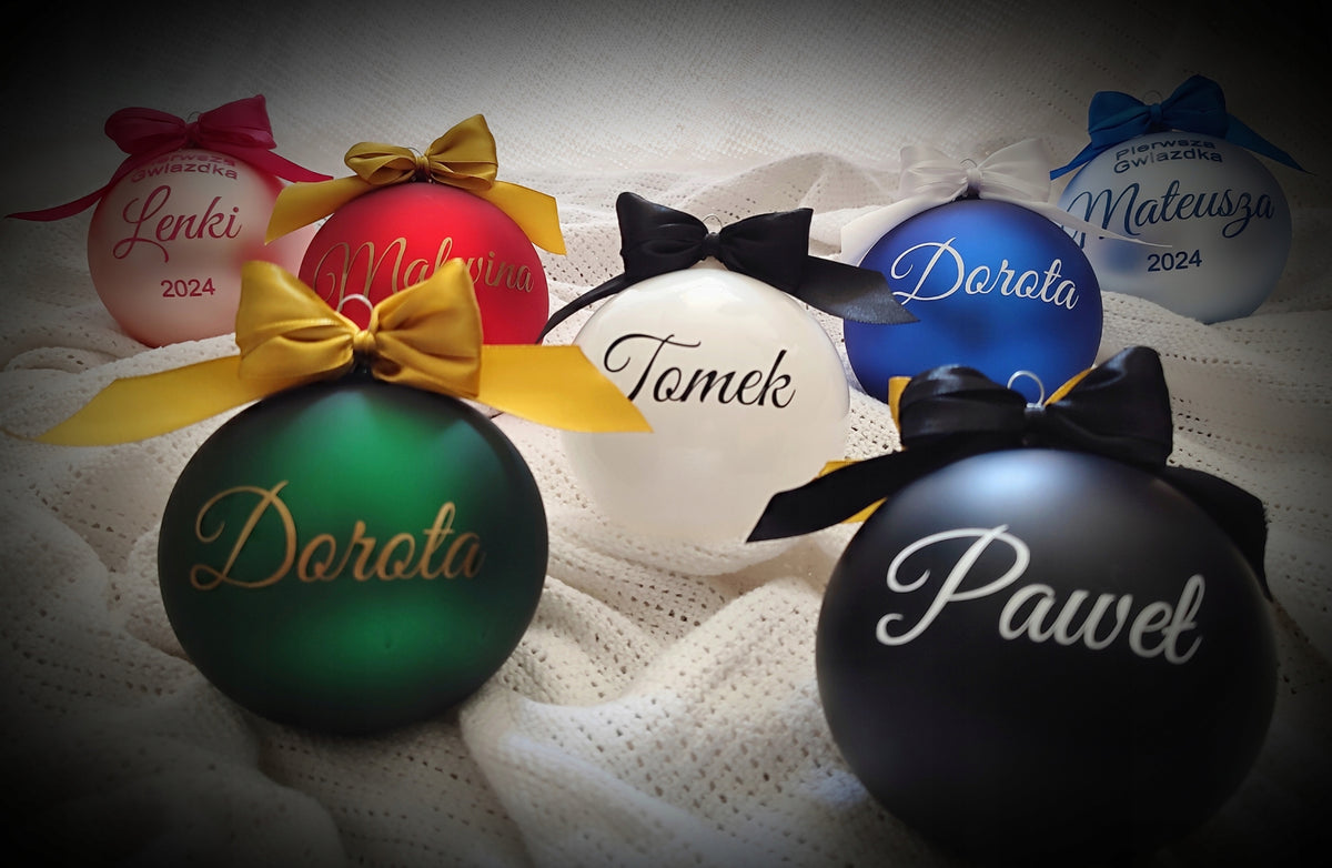 GLASS BAUBLE for Christmas tree with NAME ball Christmas ornament for gift 10cm Manufacturer code BOM02