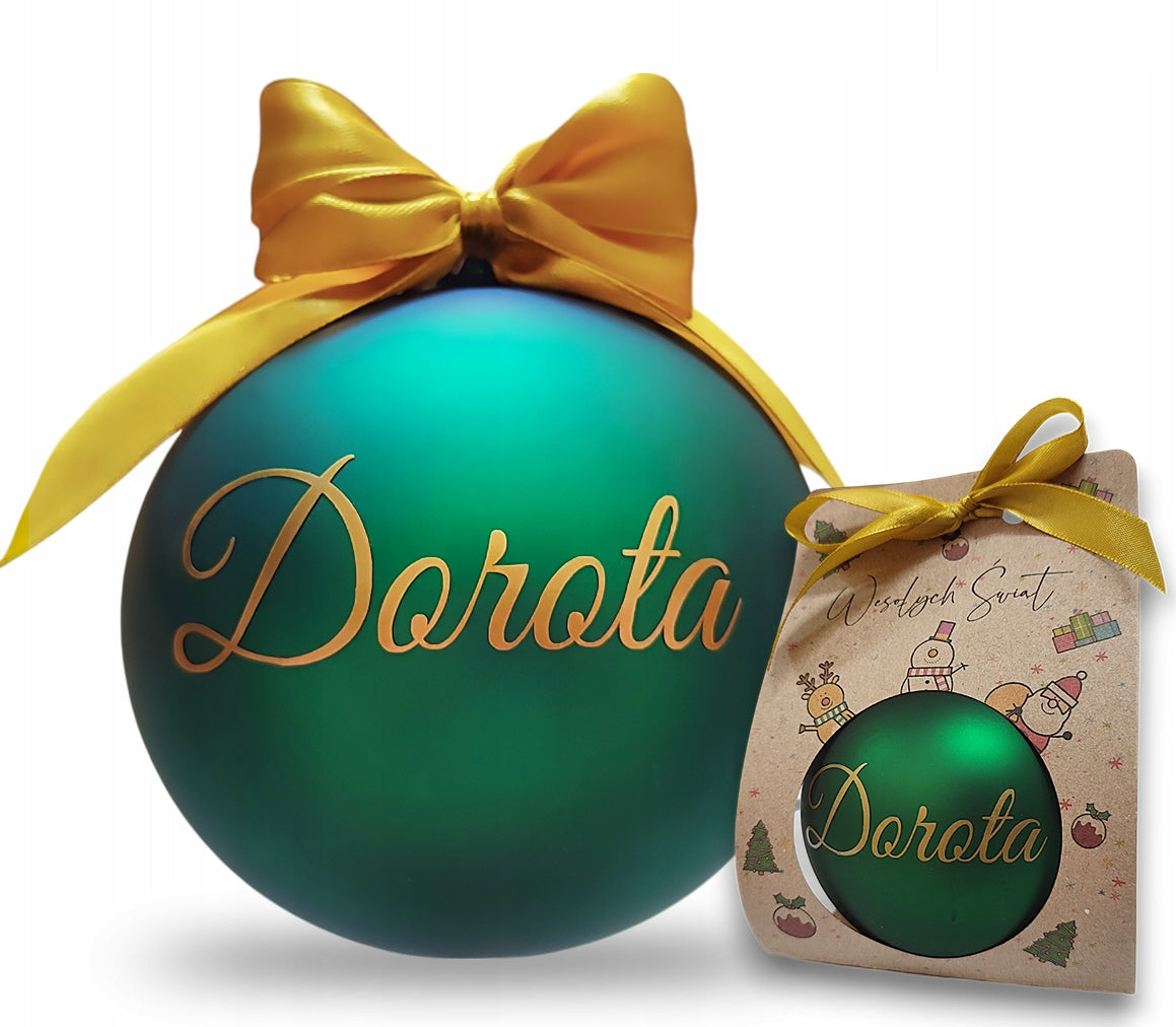 GLASS BAUBLE for Christmas tree with NAME ball Christmas ornament for gift 10cm
