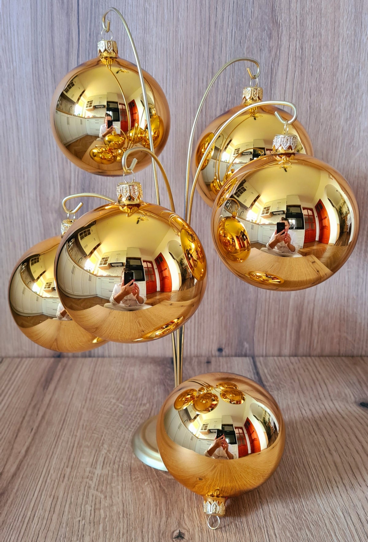 GLASS CHRISTMAS BALLS GLASS GOLD MIRROR 10 cm. Brand Atelier Agnes