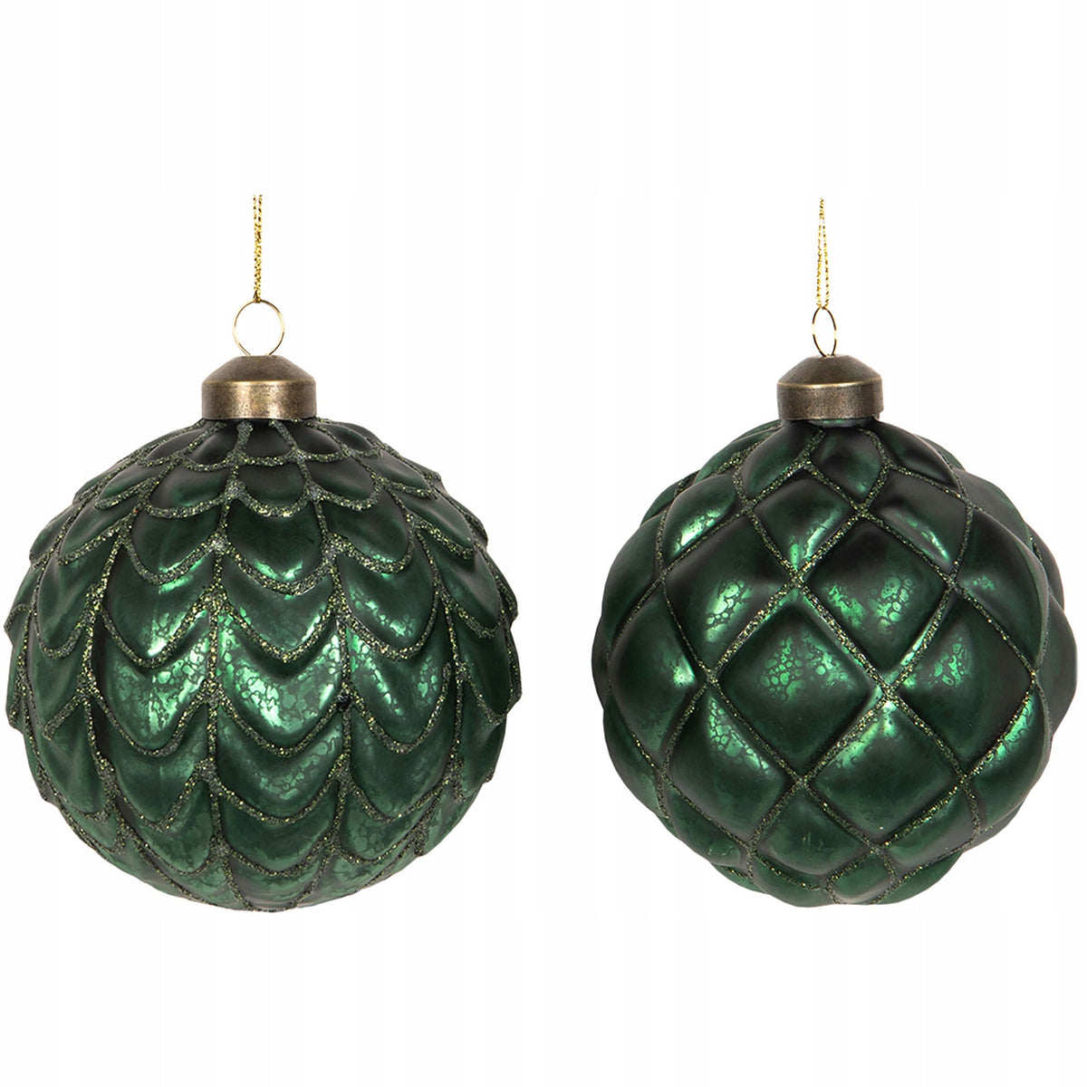GLASS CHRISTMAS BALLS GREEN 2pcs 10cm FOR CHRISTMAS GIFT CHRISTMAS TREE BAUBLE
