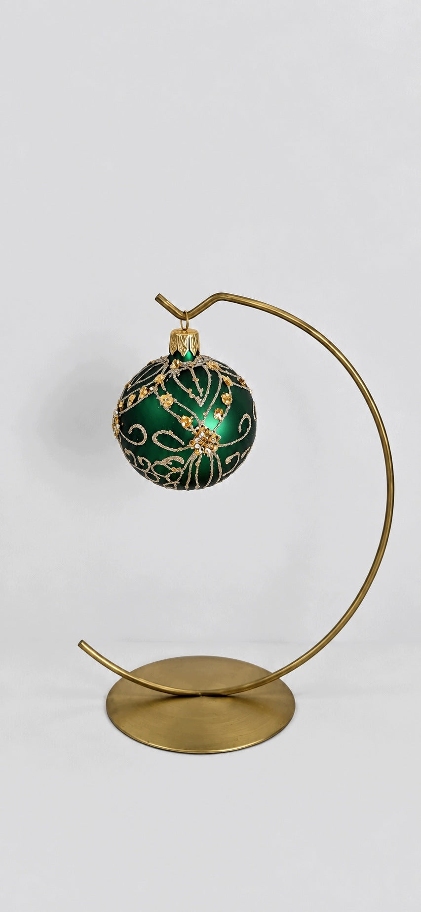 GLASS CHRISTMAS TREE BAUBLES DARK GREEN RICHLY DECORATED 6 CM 12 PIECES Packaging status original