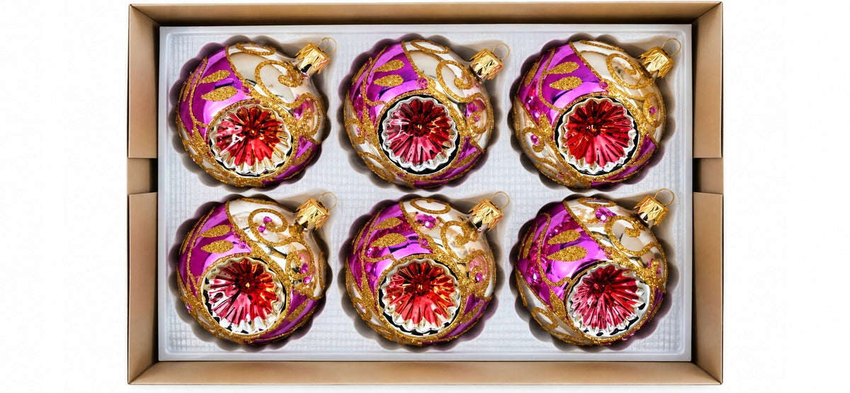 GLASS CHRISTMAS TREE BAUBLES SPOTLIGHTS RICHLY DECORATED PRL