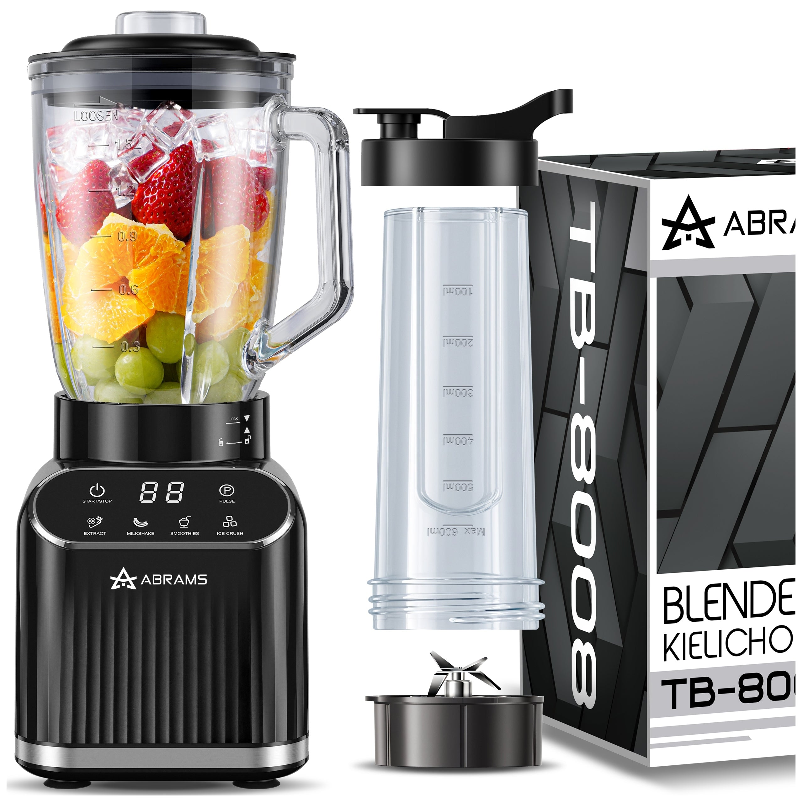 GLASS CUP BLENDER 1,5L SMOOTHIE COCKTAIL MIXER TITANIUM BLADES