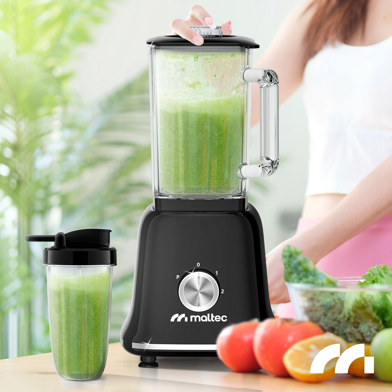 GLASS CUP BLENDER FOR SMOOTHIE COCKTAILS GRINDER 2 WATER BOTTLES LARGE 1600ML Manufacturer code Blender Kielichowy Szklany 112516