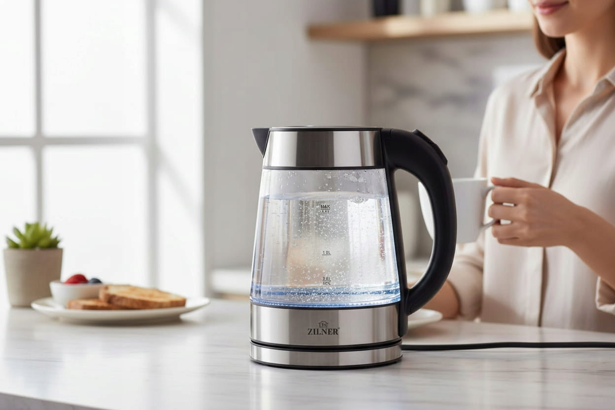 GLASS ELECTRIC KETTLE 1,7L WITH WIRELESS ROTARY 360° 1850-2200 W Packaging status original