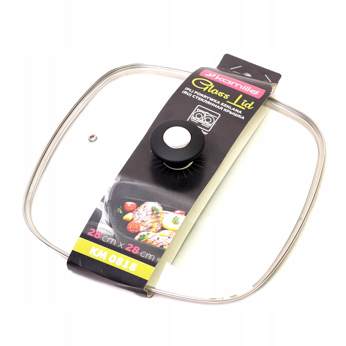 GLASS LID 28 cm COVER FOR GRILL PAN POT KAMILLE Manufacturer code KM 0818