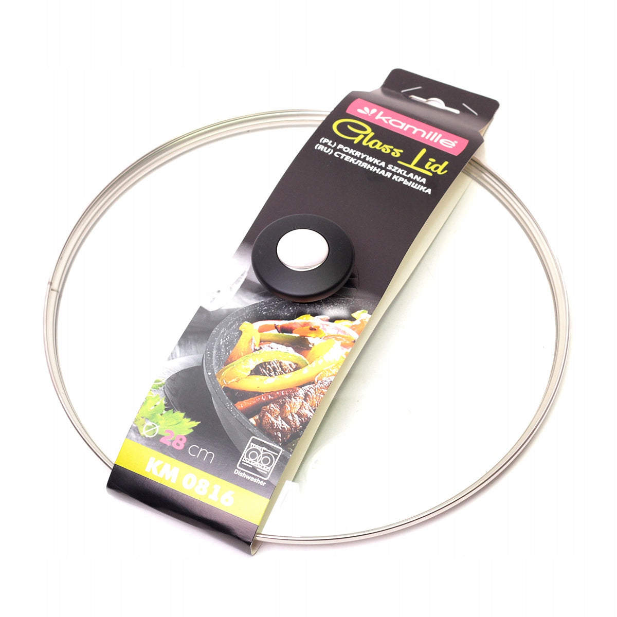 GLASS LID COVER FOR PAN POT Bakelite Handle 28cm KAMILLE Packaging status original