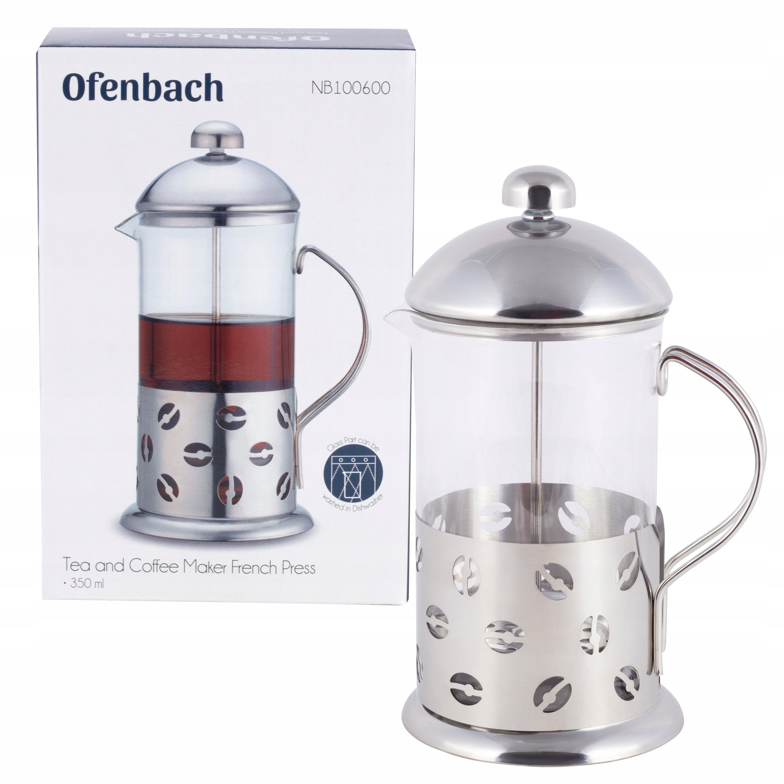 GLASS PISTON INFUSER 350 ml COFFEE POT INFUSION TEA OFENBACH Packaging status original