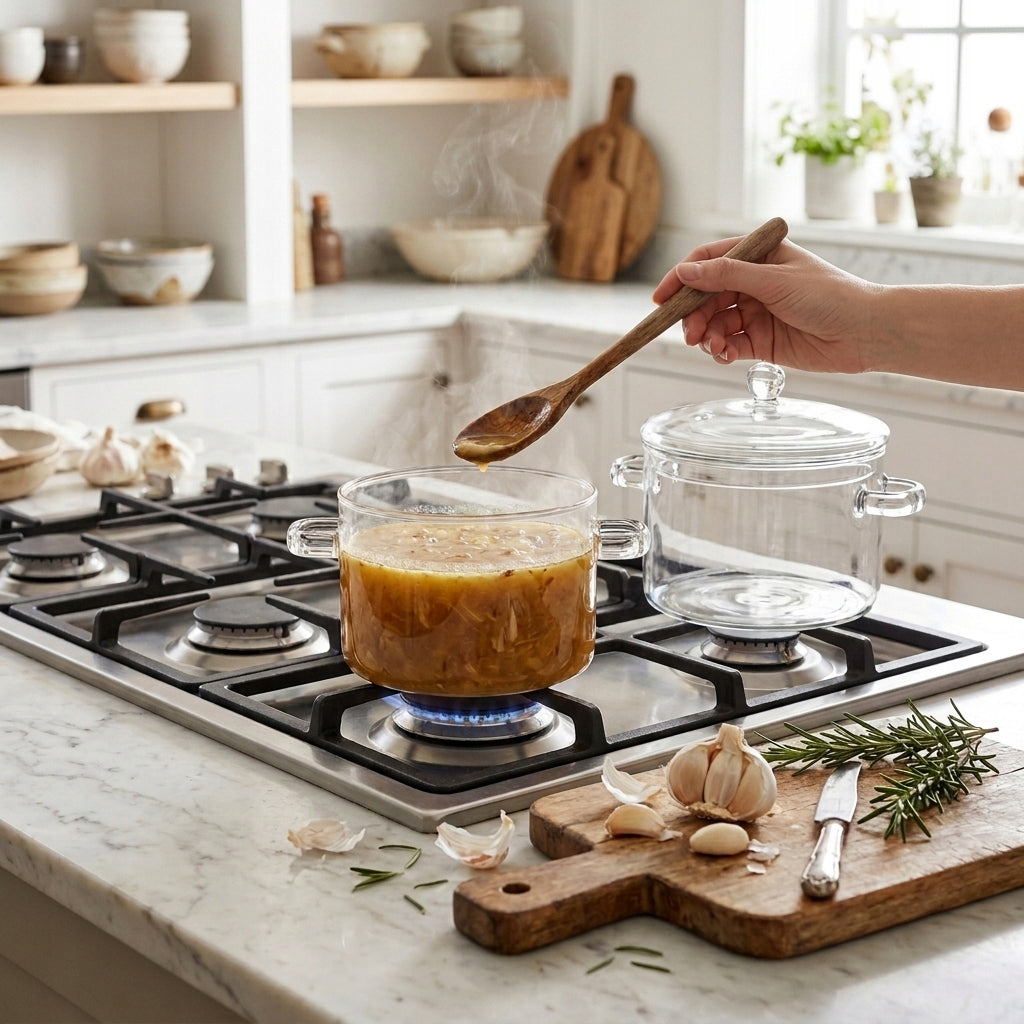 GLASS POT WITH LID broth saucepan 1,9 L 1900ml 9765 Brand Mondex