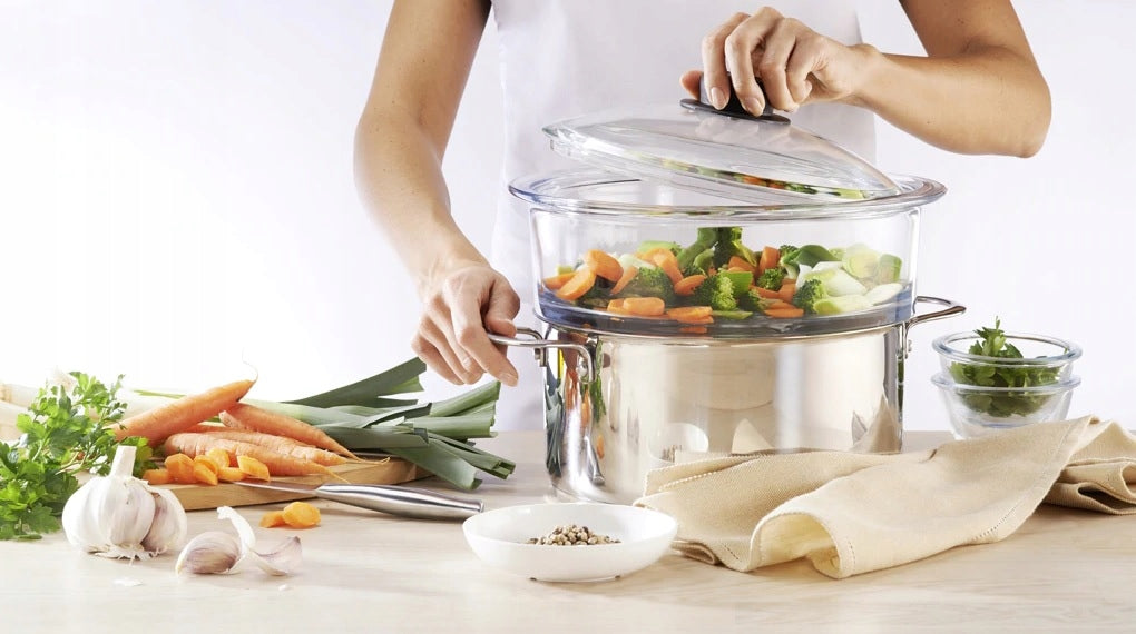 GLASS SIEVE FOR STEAMING CARTRIDGE HEAT-RESISTANT STEAMER 20cm 2L 2pcs. Packaging status original
