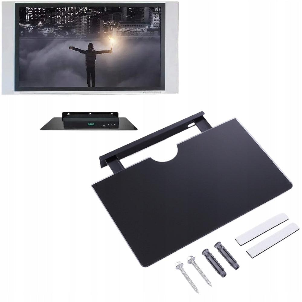 GLASS WALL SHELF RTV UNDER DECODER ROUTER MODEM TUNER DVD TV LOFT BLACK