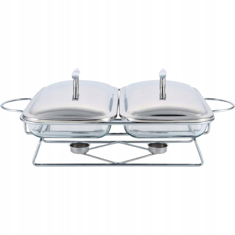 GLASSWARE ON HEATER SET GLASS PLATES RECTANGULAR 2x1.5L Brand Tadar