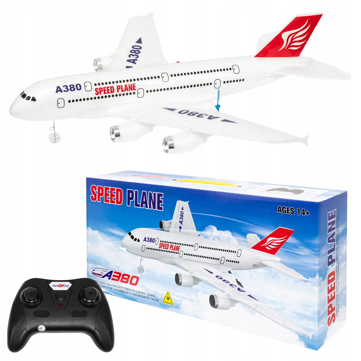 GLIDER REMOTE CONTROLLED AIRCRAFT 2 MOTORS LED AGILE + REMOTE CONTROL