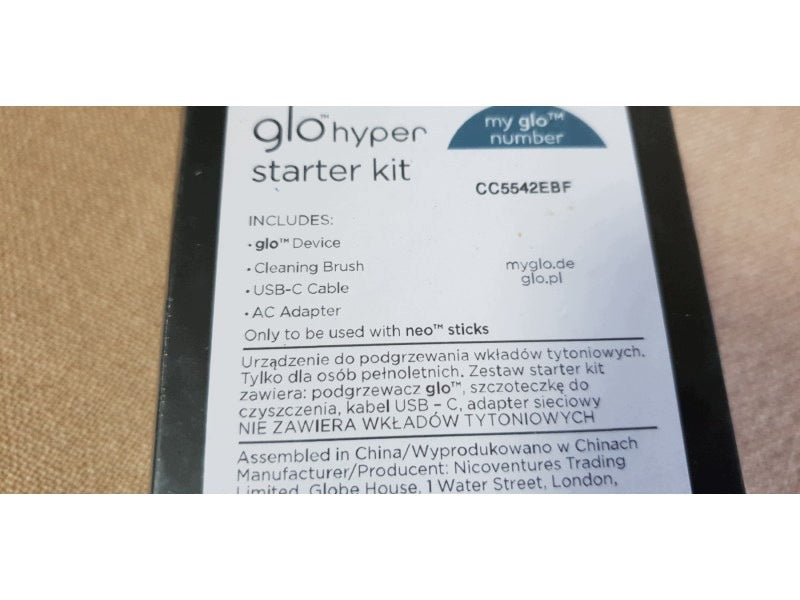 GLO HYPER STARTER KIT - TOBACCO CARTRIDGE HEATER GLO Manufacturer code 04031300243909