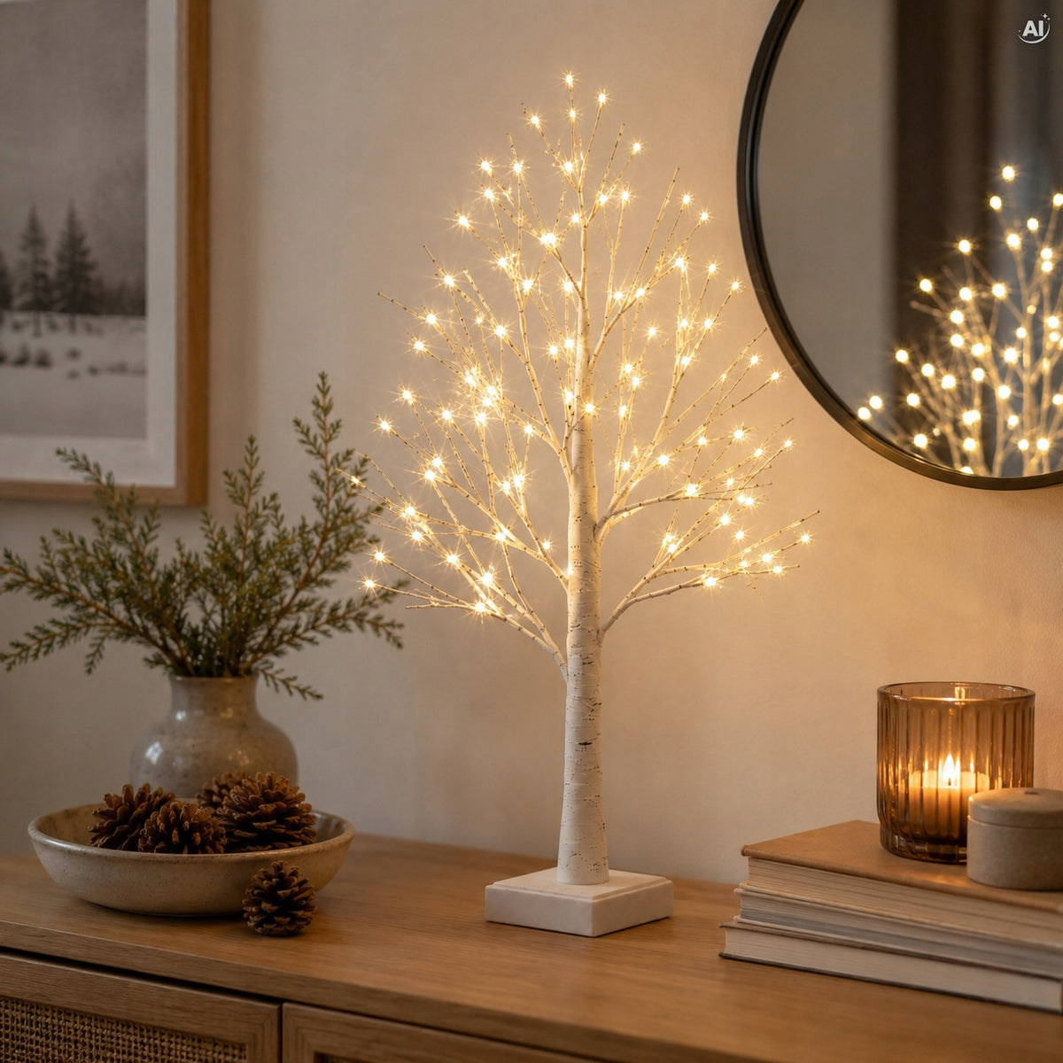 GLOWING CHRISTMAS TREE WARM LED LIGHTS BIRCH DECORATIVE Manufacturer code DRZEWO003
