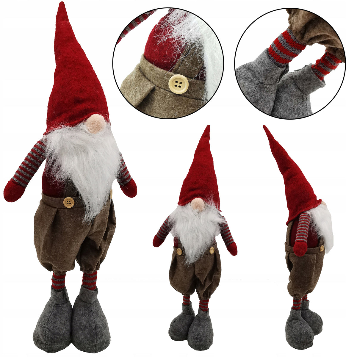 GNOME SANTA CLAUS GNOME CHRISTMAS STANDING LEGS CHRISTMAS DECORATION 56CM D6