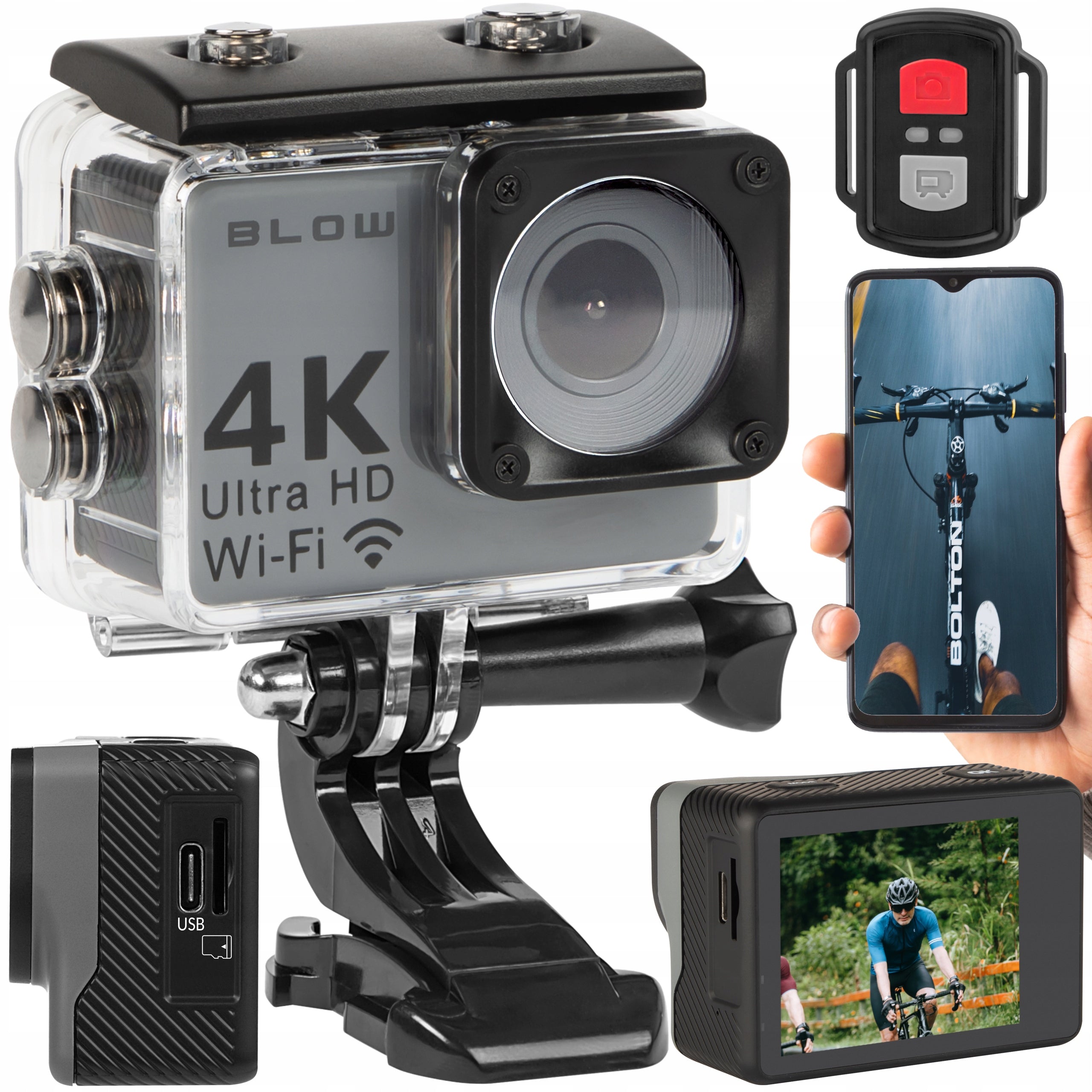 GO SPORTS CAMERA PRO4U 4K WIFI USB MICROPHONE WATERPROOF ACCESSORIES KIT