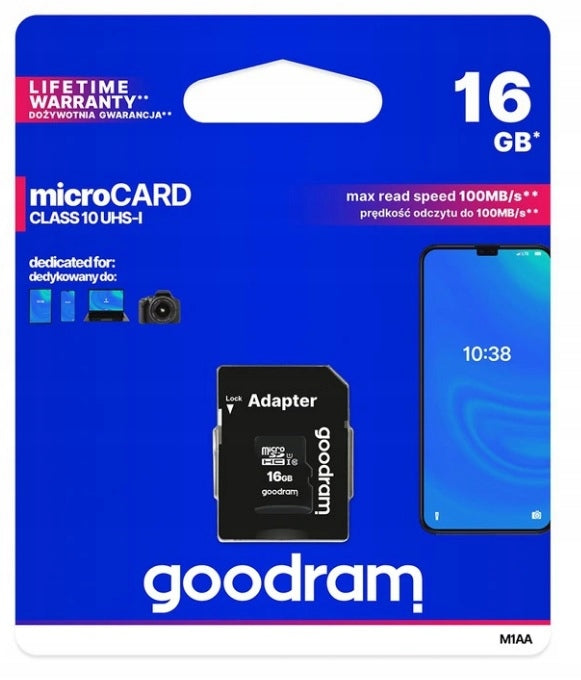 GOODRAM 16GB MICROSD CARD WITH SD ADAPTER