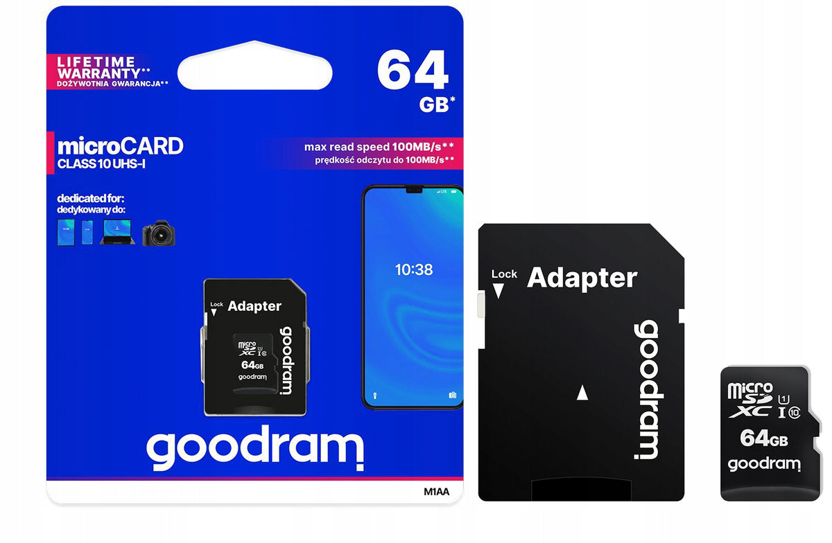 GOODRAM 64GB C10 UHS Adapter MicroSD card 100MB/s