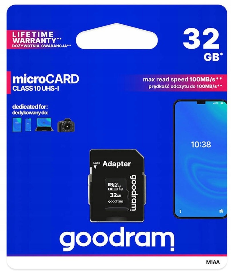 GOODRAM MEMORY CARD 32 GB MICRO SD HC CLASS 10