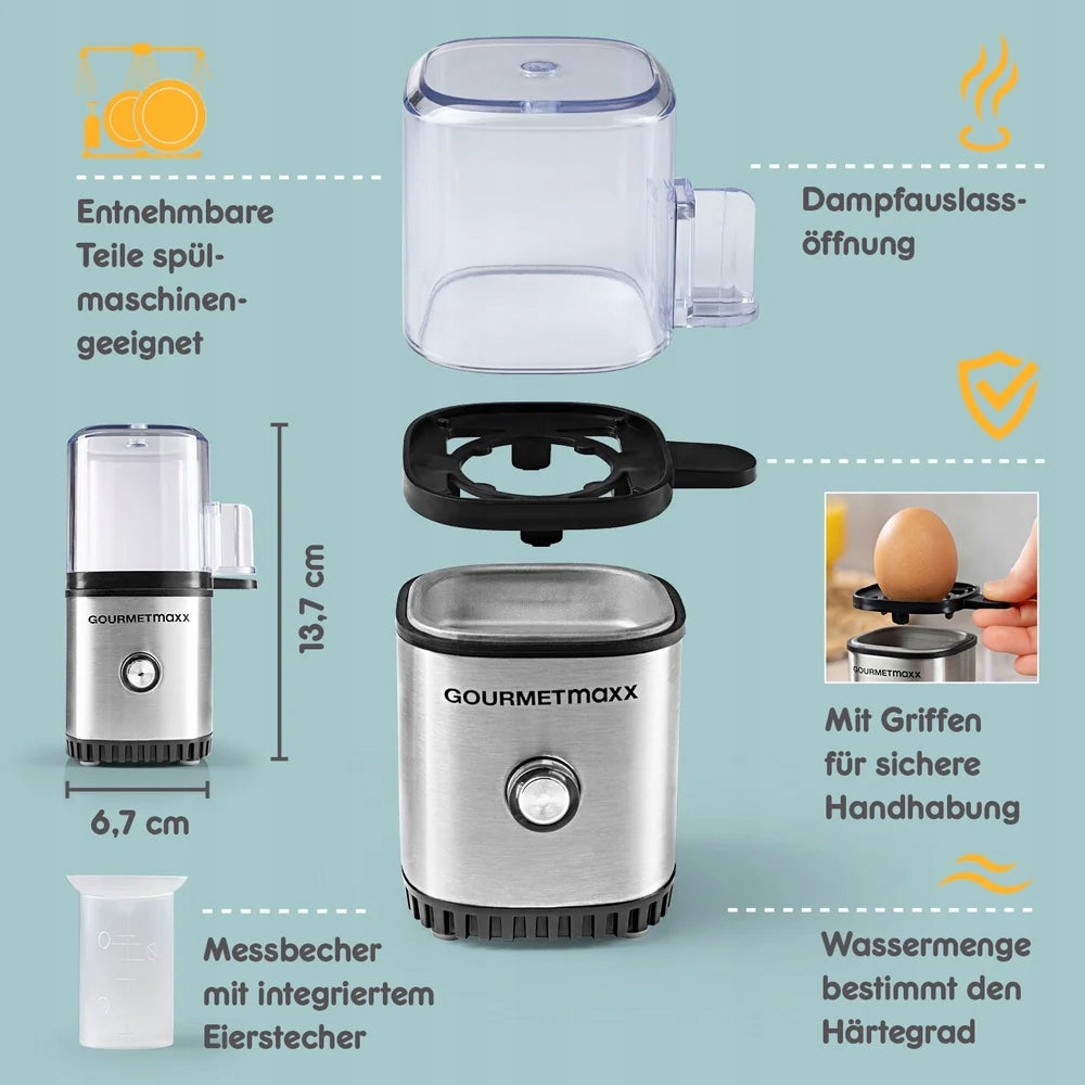 GOURMETmaxx Egg Cooker for 1 Egg, Black Manufacturer code 4067522018421