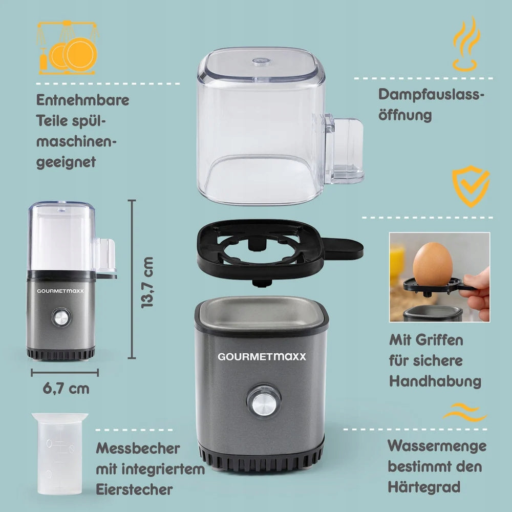GOURMETmaxx Egg cooker for 1 egg 70 W anthracite Brand Gourmetmaxx