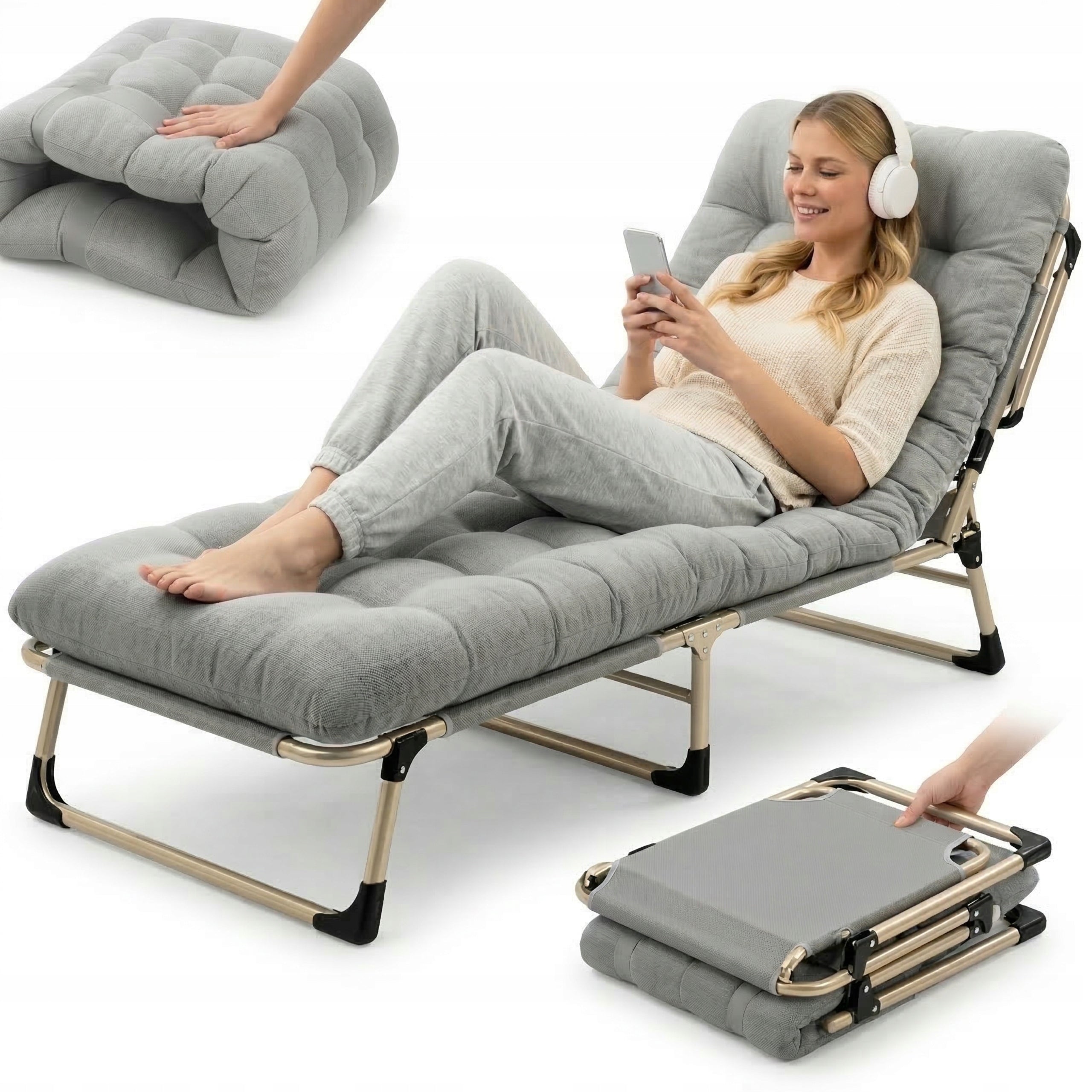 GP BRAND GPB-150 folding travel bed with mattress and pillow 150 kg Packaging status original