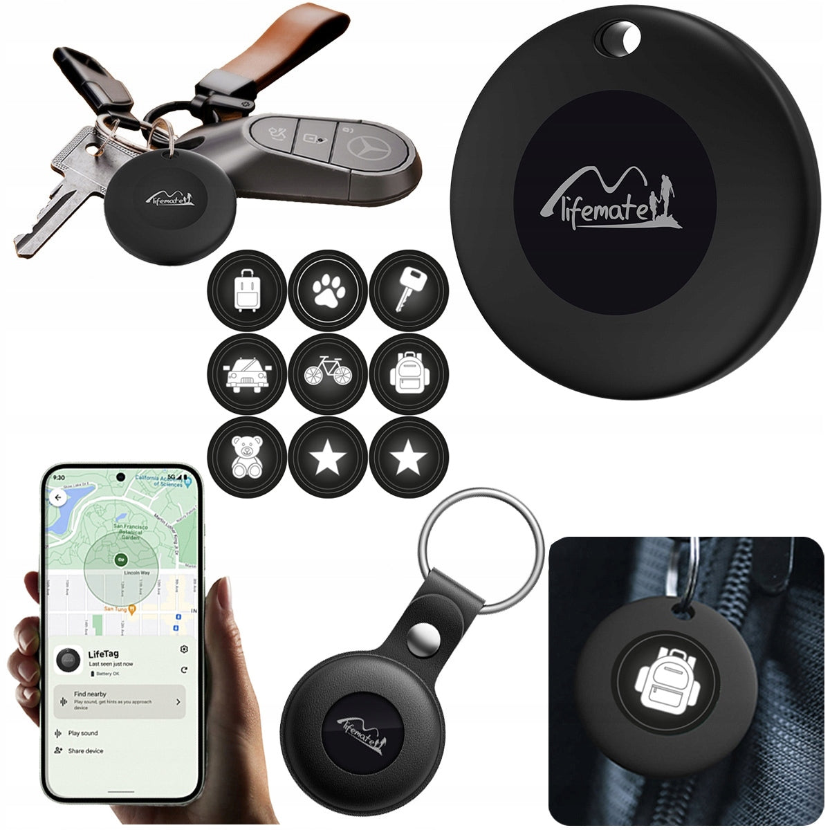 GPS Life Tag Lifemate Android+ KEY CHAIN CASE + stickers