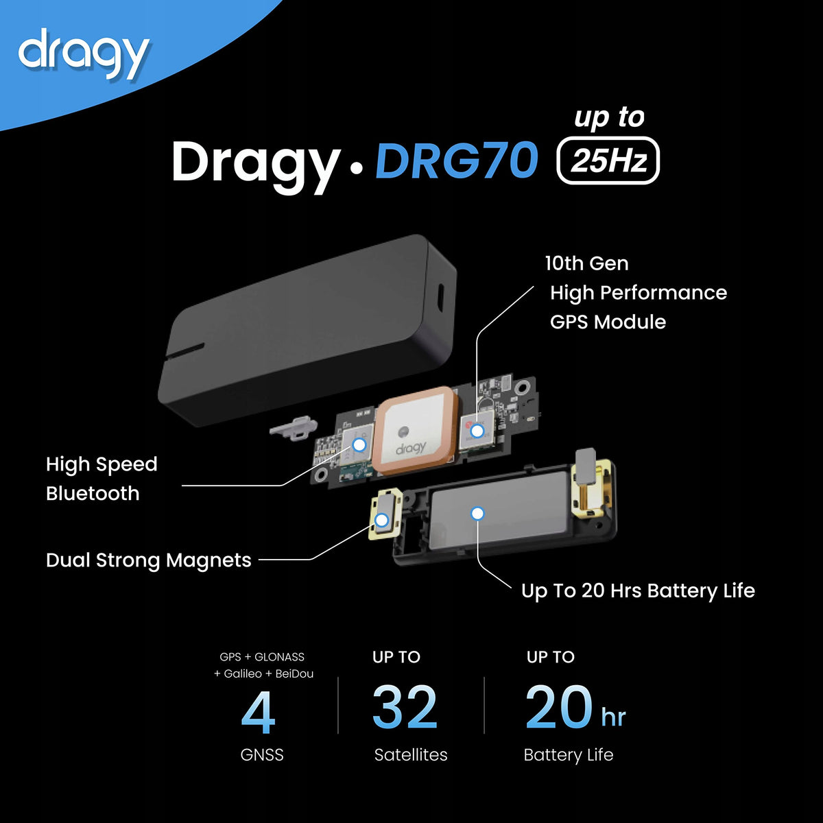 GPS Performance Meter For Car 25 Hz Bluetooth Screen Dragy DRG70 C Packaging status original