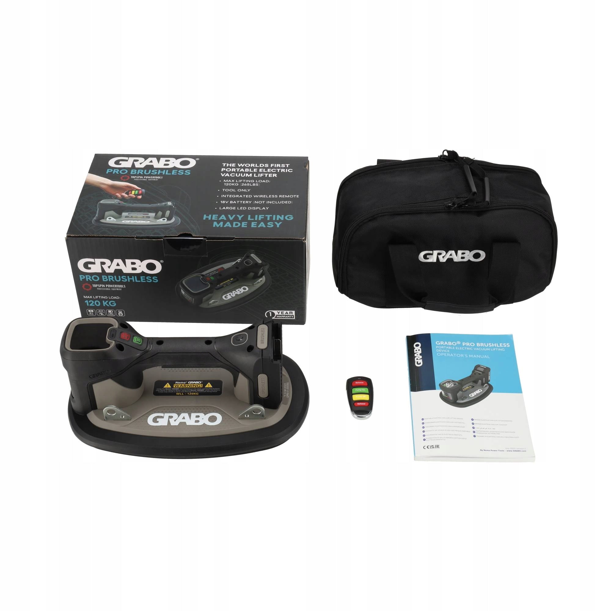 GRABO PRO Brushless Suction Cup Vacuum Gripper for MAKITA 18V Body + Bag