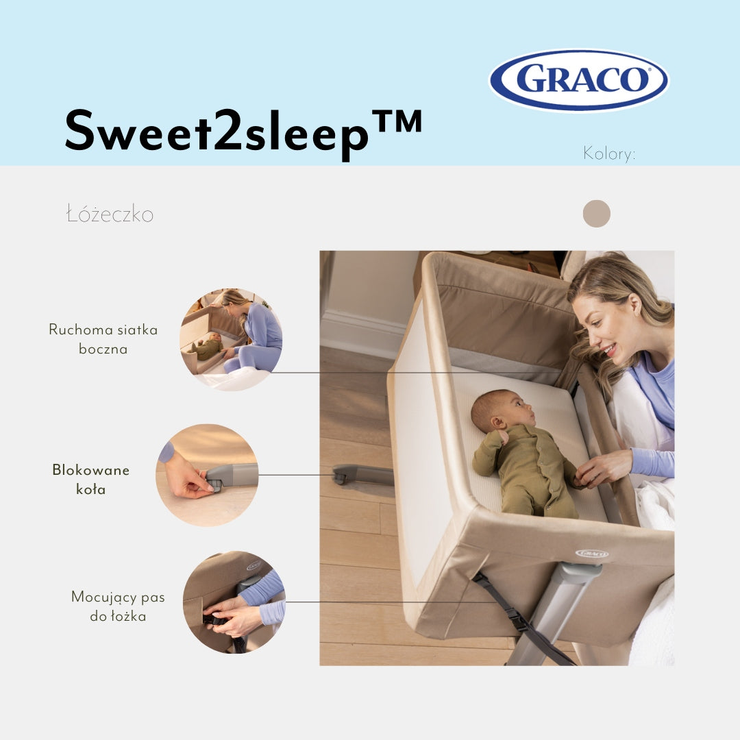 GRACO Baby Crib Sweet2Sleep 3in1, Bag Wheels Mattress Belt Packaging status original