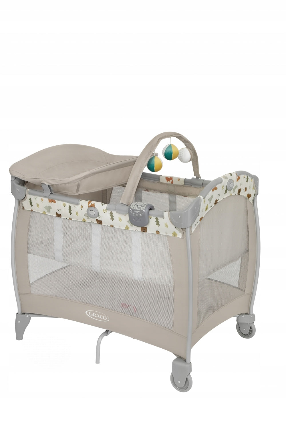 GRACO Cot, playpen CONTOUR ELECTRA, changing table, mattress, bag, panel